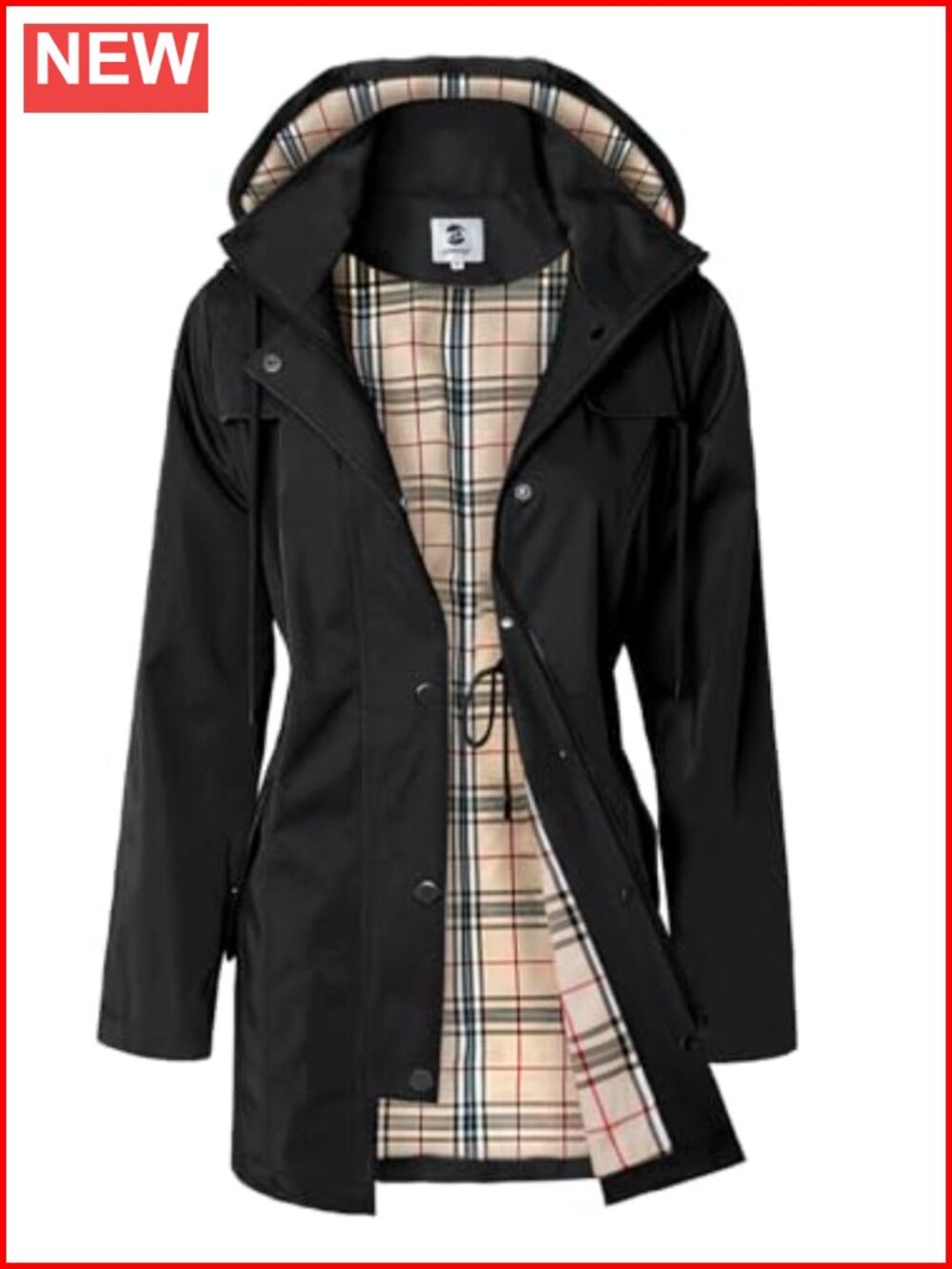 Women's Long Hooded Rain Jacket Water-Resistant Outdoor Anorak Windbreaker